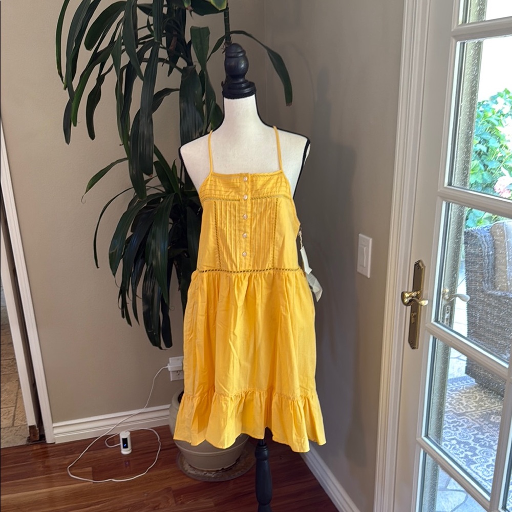 Von Maur Yellow Sundress with Button Detail